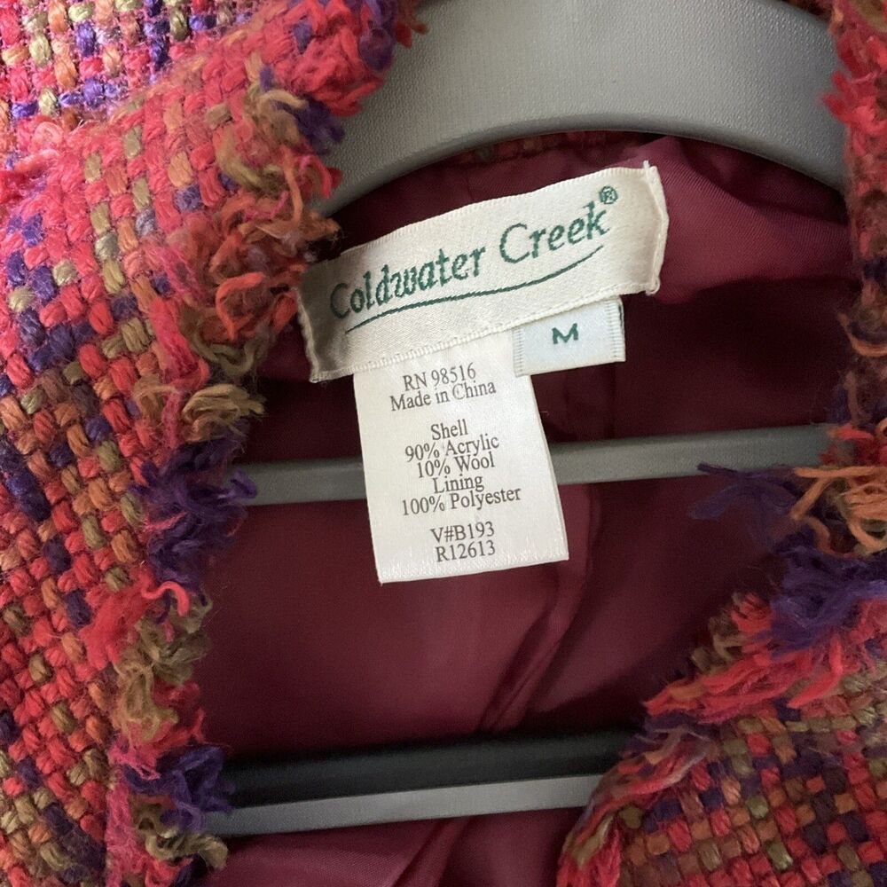 Coldwater Creek Jacket Womens Medium Red Pockets Wool Blend Open Front Capsule - Picture 8 of 10